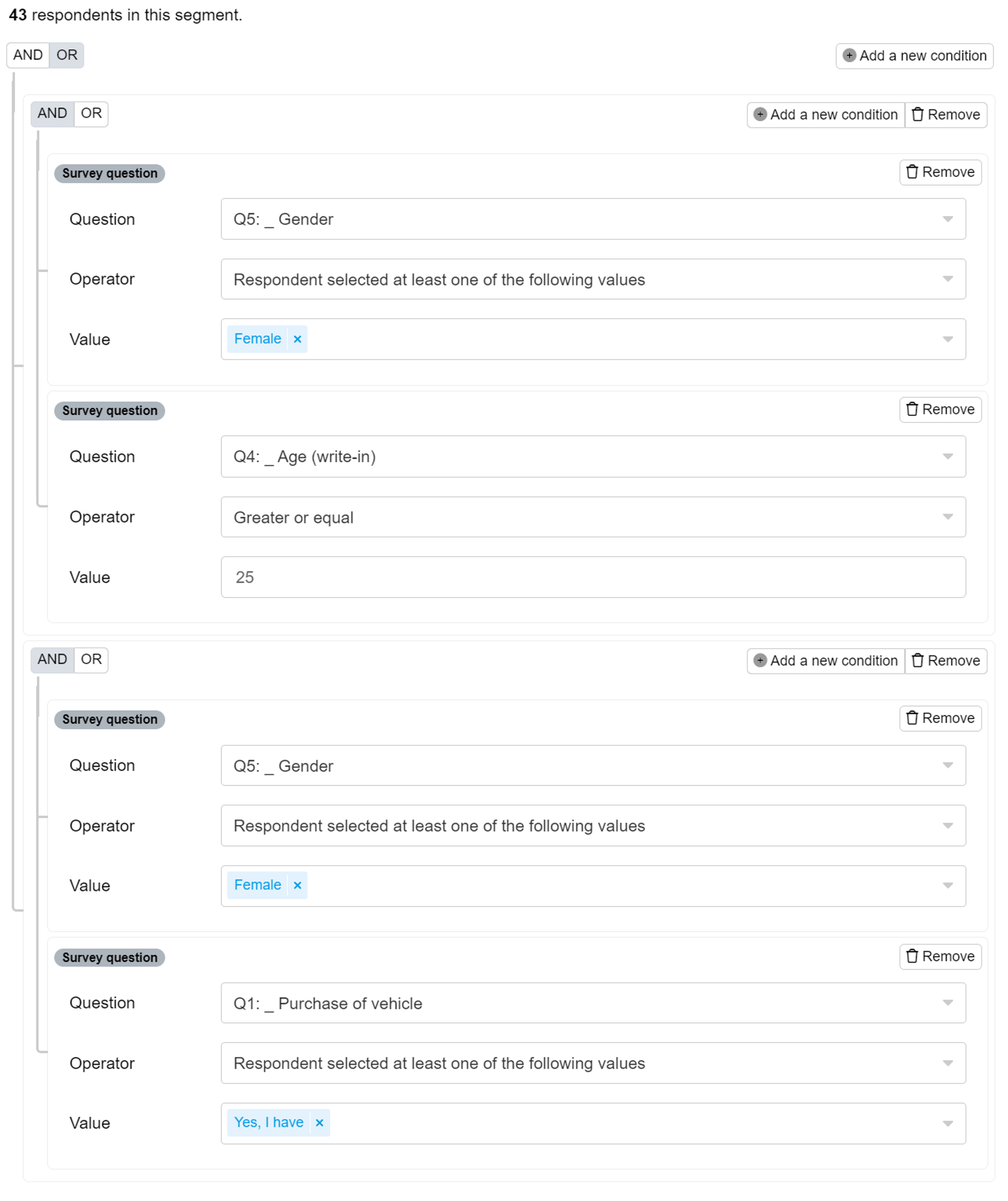 Adding nested logic to segmentation